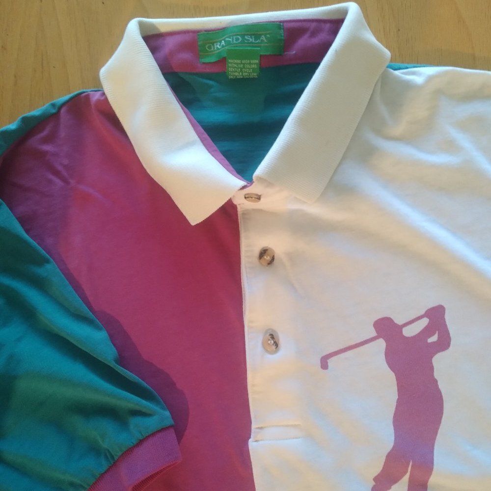 Vintage 90s Grand Slam Color Block Big Golfer Polo Shirt